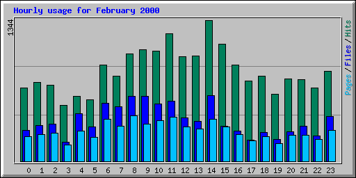 Hourly usage for February 2000